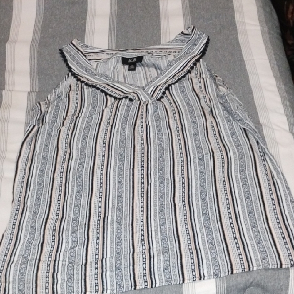 AGB Black and White Striped Blouse